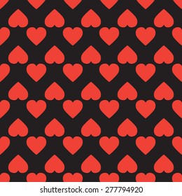 Seamless pattern of hearts in pastel colors.