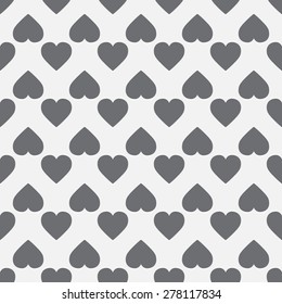 Seamless pattern of hearts in pastel colors.