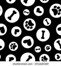 Seamless pattern with hearts and paw prints of animals. Vector footprint tile background
repeat wallpaper illustration. Creative texture for fabric, wrapping, 
textile, wallpaper, apparel. Surface pat