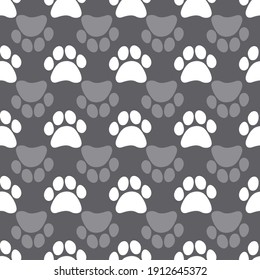 Seamless pattern with hearts and paw prints of animals. Vector footprint tile background
repeat wallpaper illustration. Creative texture for fabric, wrapping, 
textile, wallpaper, apparel. Surface pat