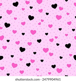 Seamless pattern with hearts. Pink background. Valentine's day. Vector texture. 