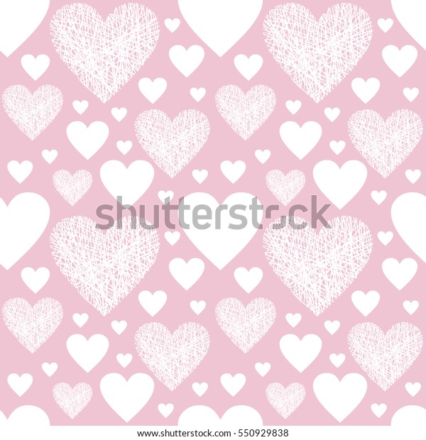 Seamless Pattern Hearts Pink Background Vector Stock Vector Royalty