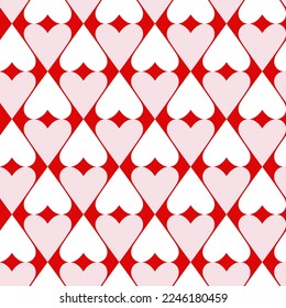 Patrón sin foco de corazones en colores rosados y rojos. Diseño moderno para el Día de San Valentín, boda y celebración del día de la madre, tarjeta de saludo, decoración del hogar, textil, papel de envoltura, scrapbooking.