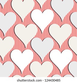Seamless pattern with hearts pinstripe. Creative vector texture for the Valentine's Day