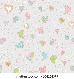 seamless pattern with hearts and polka dots