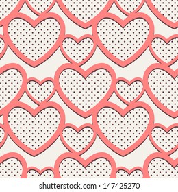 Seamless pattern with hearts polka-dot. Vector repeating texture. Cute background for the Valentine's Day