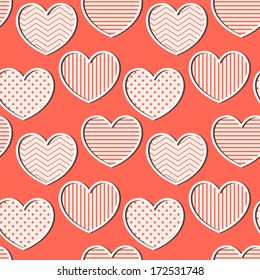 Seamless pattern with hearts polka-dot. Vector repeating texture. Cute background for the Valentine's Day