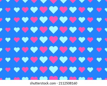 Seamless pattern with hearts pop art style. Happy Valentine's Day, polka hearts. Background with hearts for greeting card, wrapping paper, promotional items. Vector illustration