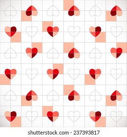 Seamless pattern hearts pop art, gift wrapping paper, candy wrapper, wallpaper, textile design, festive ornament,  bath curtain