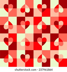 Seamless pattern hearts pop art, gift wrapping paper, candy wrapper, wallpaper, textile design, festive ornament,  bath curtain