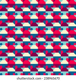 Seamless pattern hearts pop art, gift wrapping paper, candy wrapper, wallpaper, textile design, festive ornament,  bath curtain