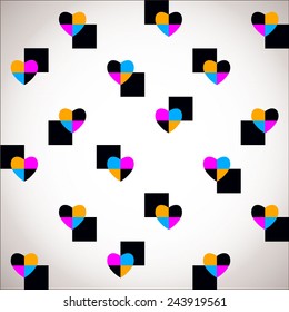 seamless pattern with hearts in pop art style