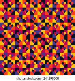seamless pattern with hearts in pop art style