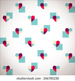 seamless pattern with hearts in pop art style