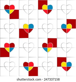 seamless pattern with hearts in pop art style 