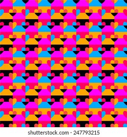 seamless pattern with hearts in pop art style