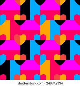 seamless pattern with hearts in pop art style