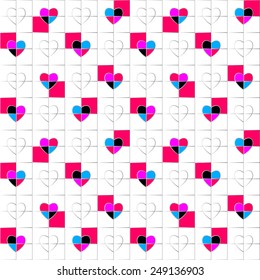 seamless pattern with hearts in pop art style 