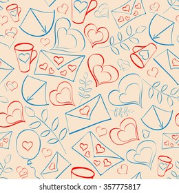 Seamless pattern with hearts and post