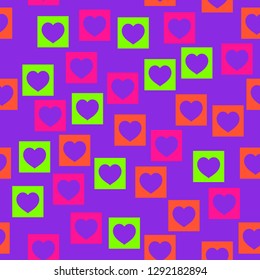 Seamless pattern of the hearts. Proton purple background
