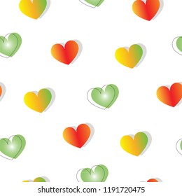 seamless pattern with hearts in red, yellow and green colors - Valentines day theme