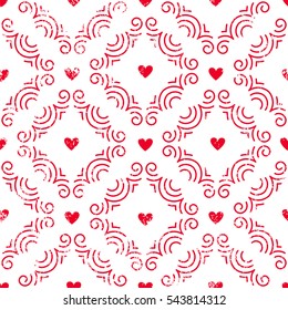 Seamless pattern with hearts. Retro background for Valentines Day, wedding, etc. EPS10 vector illustration.