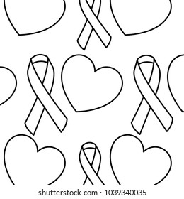 seamless pattern hearts ribbon medical care
