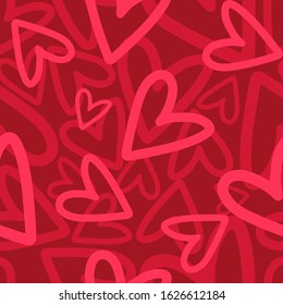 Seamless Pattern With Hearts. Romantic Background, Wallpaper. Valentine's Day. Love. Vector Illustration.