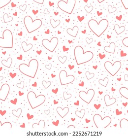Nahtloses Muster mit Herzen. Romantischer Hintergrund. Fröhliche Valentinstag-Vektorgrafik.