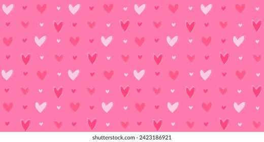 Seamless pattern with hearts. Romantic print for Valentine's Day. Vector graphics.