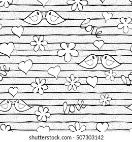 Seamless pattern with hearts. Romantic texture. Cute hand drawn doodle for St. Valentine's Day. Vector illustration