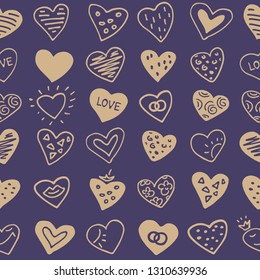 Seamless pattern with hearts. Romantic vector illustration for Valentines Day. Design element for fabric, gift wrap, wallpaper or covers.
