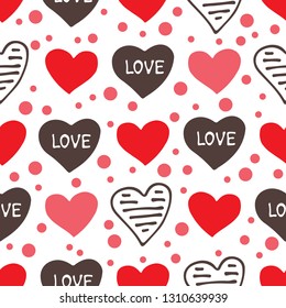 Seamless pattern with hearts. Romantic vector illustration for Valentines Day. Design element for fabric, gift wrap, wallpaper or covers.