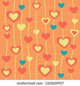 Seamless pattern with hearts. Romantic vector illustration for Valentines Day. Design element for fabric, gift wrap, wallpaper or covers.