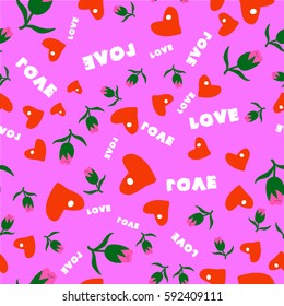 seamless pattern with hearts and roses
