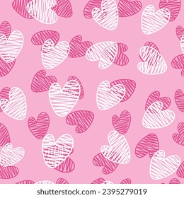 Seamless pattern with hearts. Sample for Valentine's Day. Valentine's Day background. Valentine's card. The 14th of February. Vector.