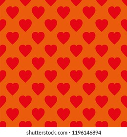 Seamless Pattern with hearts. Scalable vector graphics. Classic tile style. Bright orange-red color