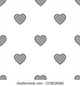 seamless pattern hearts set. Grey hearts on white background.