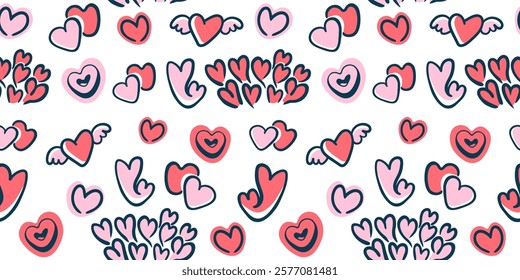 seamless pattern with hearts shapes. Element for decoration design postcards poster print invitation background textile wrapping wallpaper packaging backdrop textile