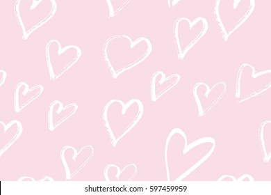 Seamless pattern hearts sketch hand drawn vector abstract hearts. Elements are not cut off and hidden under mask. Swatch is in the panel.