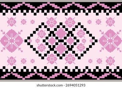 Nahtloses Muster mit Herzen, Ein weiches rosa geometrisches Muster mit kräftigen schwarzen Details akzentuiert, die Tradition und moderne Eleganz wunderbar zu verbinden.