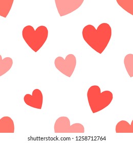 Seamless pattern of hearts. St. Valentine's Day conception. Vector cartoon background. Hand-drawn style. 