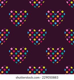 Seamless pattern with hearts and stars