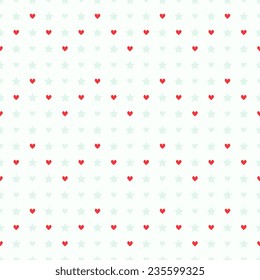Seamless pattern with hearts and stars