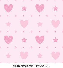 Seamless pattern with hearts, stars and beads.Vector illustration.