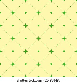 Seamless pattern with hearts and stars. Vector background.