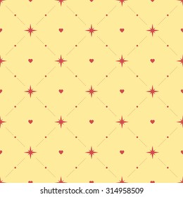 Seamless pattern with hearts and stars. Vector background.