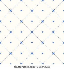 Seamless pattern with hearts and stars. Vector background.