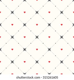 Seamless pattern with hearts and stars. Vector background.