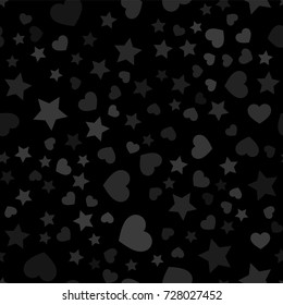 Seamless pattern with hearts and stars. Vector illustration.